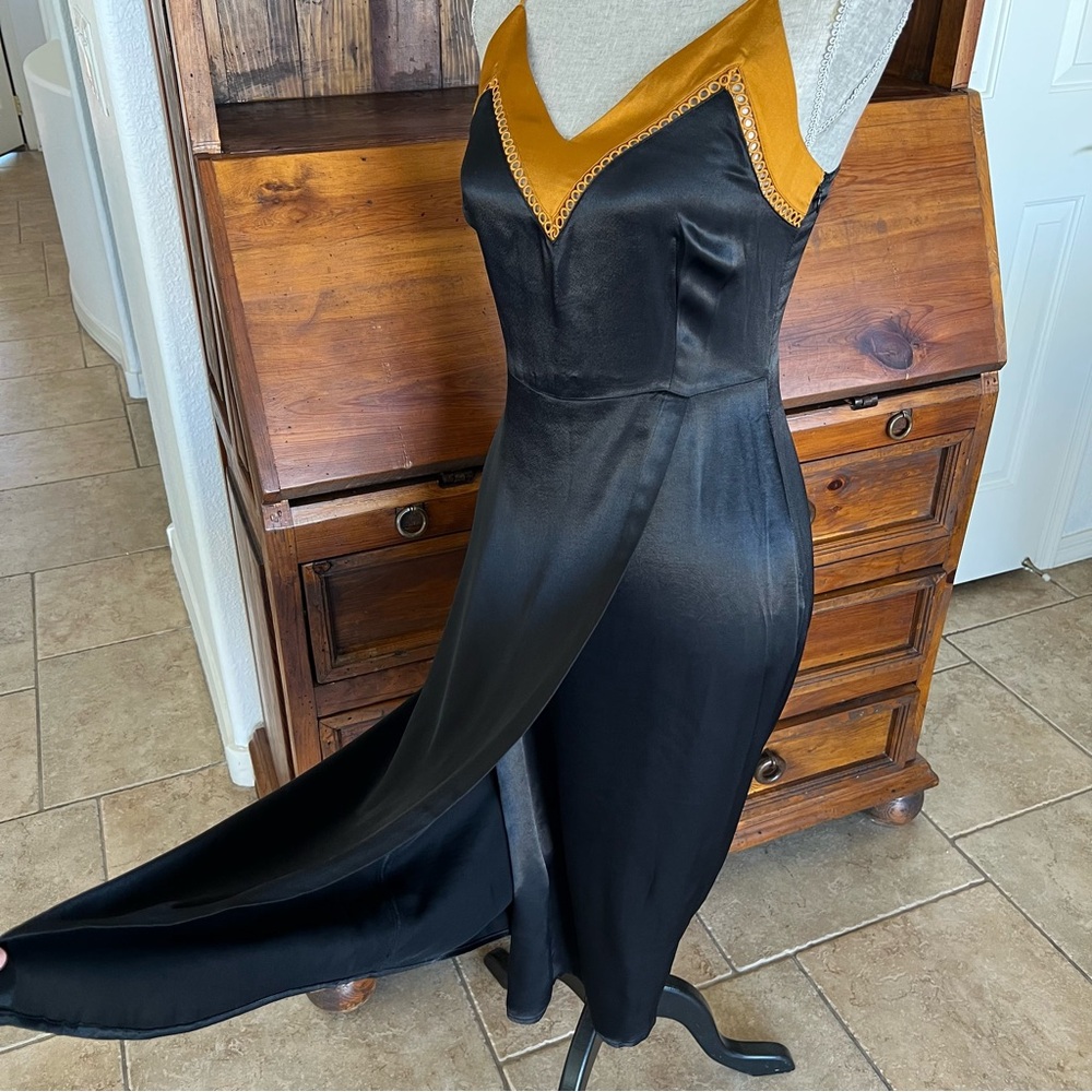 Scotch & Soda Satin Slip Dress Black Gold XS - Picture 6 of 17